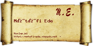 Mátéfi Ede névjegykártya